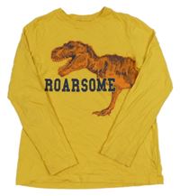 Tmavožluté triko s dinosaurem LANDS'END