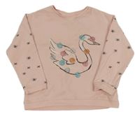 Svetloružová mikina s labuťou Zara