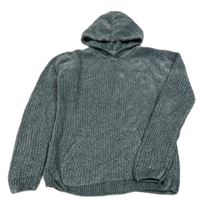 Břidlicový melírovaný žebrovaný žinylkový svetr s kapsou a kapucí KIABI