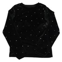 Černé sametové mikinotríko s kamienkami St. Bernard