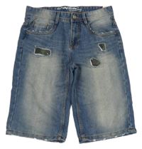 Modré rifľové kraťasy s falešným vyšúchaním Chapter young