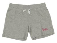 Sivé melírované teplákové kraťasy s logom Barbie