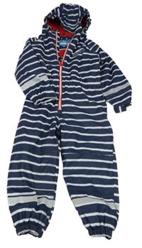 Tmavomodro-biela pruhovaná nepromokavá jarná kombinéza s odopínacíá kapucňou Wednesdays