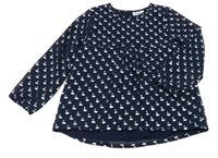 Tmavomodrá šifonová tunika s labutěmi Topolino