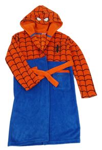 Cobaltovoě modro-červený plyšový župan s pavoukem a kapucí - Spider-man MARVEL