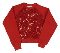 Červená crop mikina s flitrami H&M