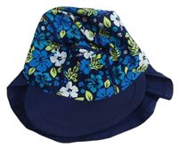 Tmavomodrá kvetovaná UV čapica Matalan