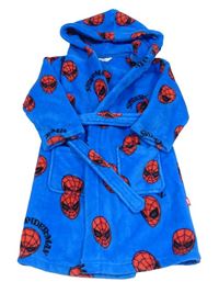 Modrý chlupatý župan se Spidermanem a kapucí M&S