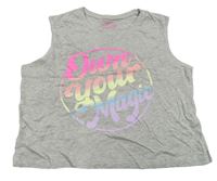 Sivý melríovaný crop top s nápisom Primark