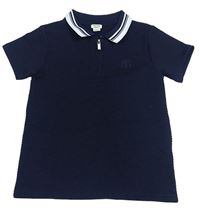 Tmavomodré rebrované polo tričko River Island