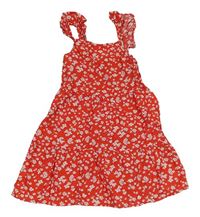 Červené kvietkovane plátenné šaty Primark