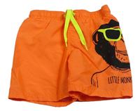 Oranžové plážové kraťasy s šimpanzom H&M