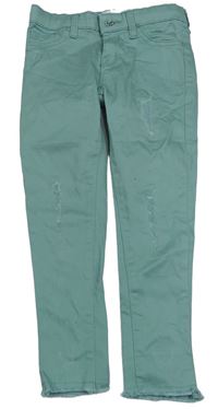 Zelené plátenné skinny nohavice s vyšúchaním Denim Co.