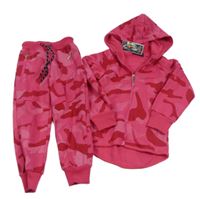 Nové - 2set - Tmavorůžová army propínací mikina s kapucí + tepláky