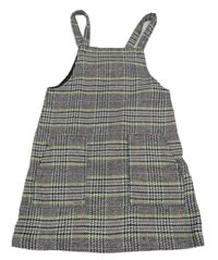 Svetlošedá -čierno-farebné kockované vlnené šaty zn. Next