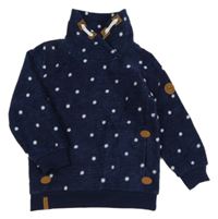 Tmavomodrá melírovaná puntíkatá fleecová mikina s komínovým límcem Topolino