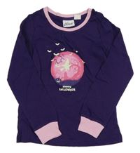 Tmavofialové tričko s čarodějnicí a netopýry Alive