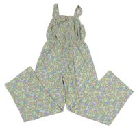 Modro-růžovo-žlutý květovaný lehký kalhotový overal M&S