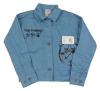 Nové - Modrá plátěná košilová bunda s potiskem - The Marvels Marvel