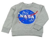 Šedá melírovaná mikina s překlápěcími flitry - NASA H&M