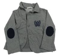 Sivé melírované teplákové sako s výšivkou