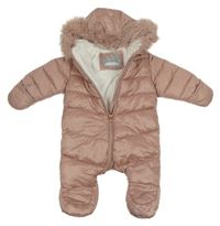 Starorůžová šusťáková zimní kombinéza s kapucí Primark