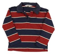 Tmavomodro-vínovo-béžové pruhované polo tričko H&M