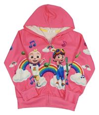 Tmavoružová prepínaci mikina s Cocomelon a kapucňou