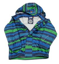 Tmavomodro-modro-zelená pruhovaná nepromokavá bunda s kapucňou Lego