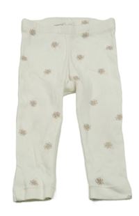 Smotanové kvetované rebrované legíny