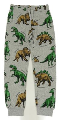 Šedé melírované tepláky s dinosaury H&M