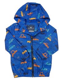 Modrá šusťáková jarní bunda s auty a kapucí George