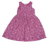 Fuchsiové kvetované bavlnené šaty Kids