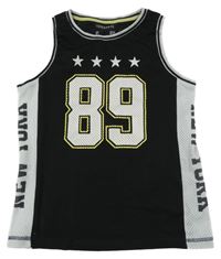 Černo-bílé perforované sportovní tílko s číslem Terranova