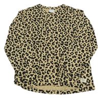 Hnedo-čierne tričko s leopardím vzorom Zara