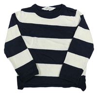 Tmavomodro-biely pruhovaný sveter H&M