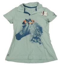 Nové - Světlezelené polo tričko s koněm Decathlon