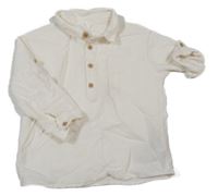 Smetanová lněná polo košile H&M