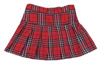 Červeno-tmavomodro-hnedá kockovaná trblietavá skladaná sukňa H&M