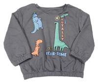 Tmavosivá mikina s dinosaurami Primark