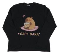 Čierne tričko s kapybarou