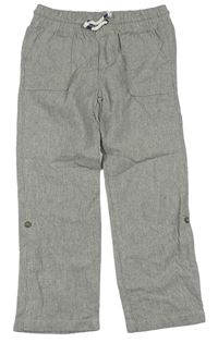 Béžové pruhované plátenné roll-up nohavice H&M