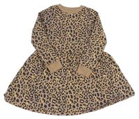 Hnedo-sivo-farebné teplákové šaty s leopardím vzorom F&F