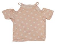 Svetloružový crop top s hviezdami Matalan