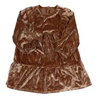 Hnedé zamatové šaty s volánikmi Nutmeg