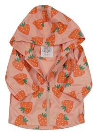 Ružová nepromokavá jarná bunda s jahodami a kapucňou F&F