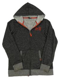 Černo-šedá melírovaná propínací mikina s kapucí Chapter young