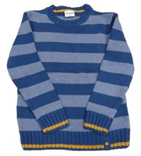 Modro-tmavomodrý pruhovaný sveter Pocopiano