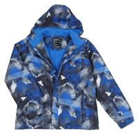 Modro-tmavosivá vzorovaná šušťáková funkčná lyžiarska bunda s kapucňou Mountain Warehouse