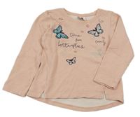 Svetloružová mikina s motýlikmi Topolino